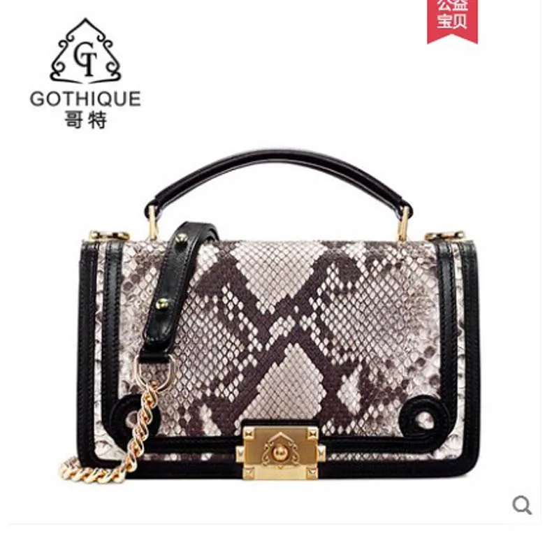 

gete 2019 new New python women's bag genuine leather fashion small fragrant wind chain bag female snake bag single shoulder bag