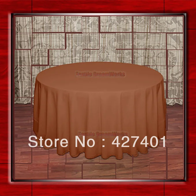 108"R Burnt Orange 210GSM Polyester plain Table Cloth For Wedding
