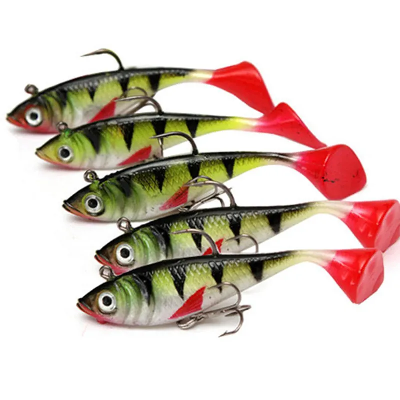 2PC Swimbait Fishing Lures 11g Soft Artificial Jig Baits Peche Long Shot 3 inch Wobbler Carp TackleTreble Hook  Spinner Gear