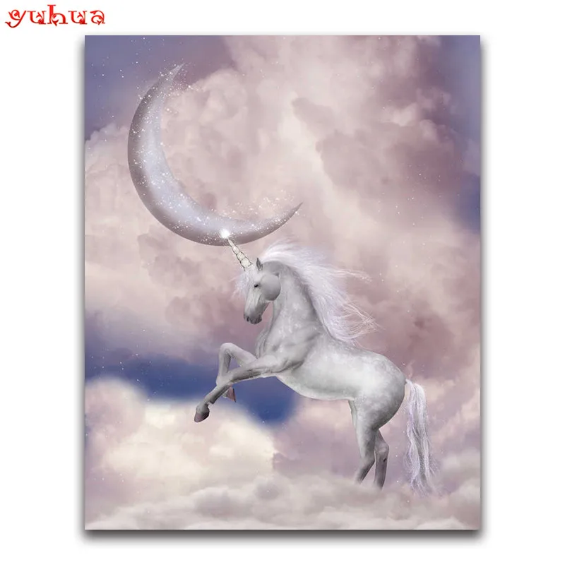 Round Diamond mosaic colorful Full Square Diamond embroidery dierlijk Unicorn DIY 3D Diamond painting Cross stitch Animal Horse_