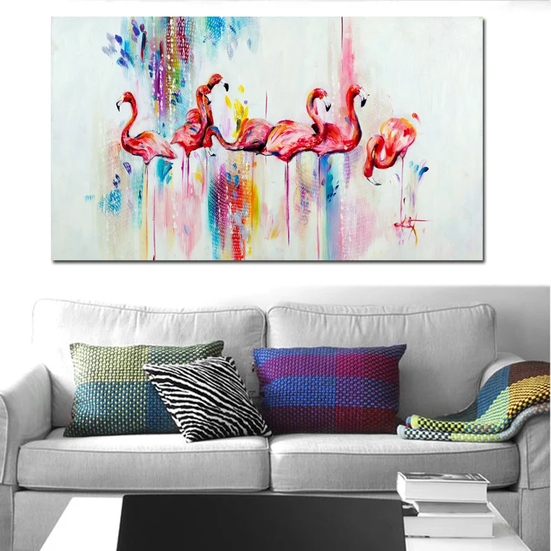 RELIABLI Watercolor Flamingo Decorative Painting Canvas Prints and Posters Nordic Animal Wall Pictures For Living Room Unframed