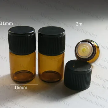 

Small Amber Essential Oil Bottle With Plastic Lids,Mini Sample Glass Bottle,2ml Brown Glass Vials,2cc Small Glass Container