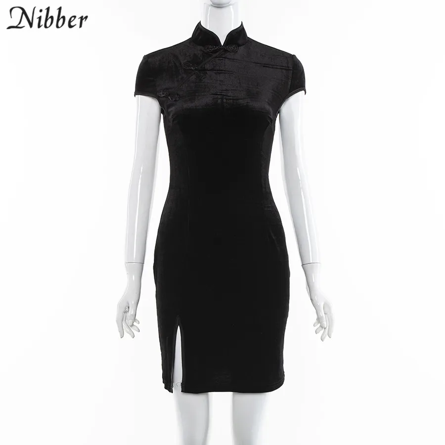 Nibber, ретро китайский стиль, cheongsam, облегающее мини-платье, женское, 2019весна-лето, модное, Клубное, вечерние, элегантное, черное, розовое, короткое платье