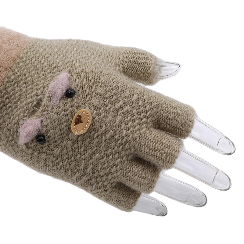 2018 классические вязаная рукавица перчатки Для женщин рождественские Половина Finger перчатки для девочек Теплые Вязание женские зимние