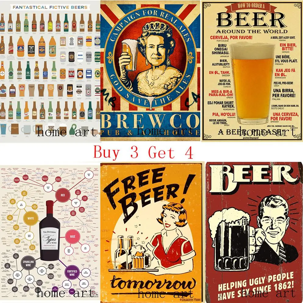 

Funny Beer Retro Poster Clear Image Wall Stickers Home Decoration High Quality Prints White Coated Paper home art Brand