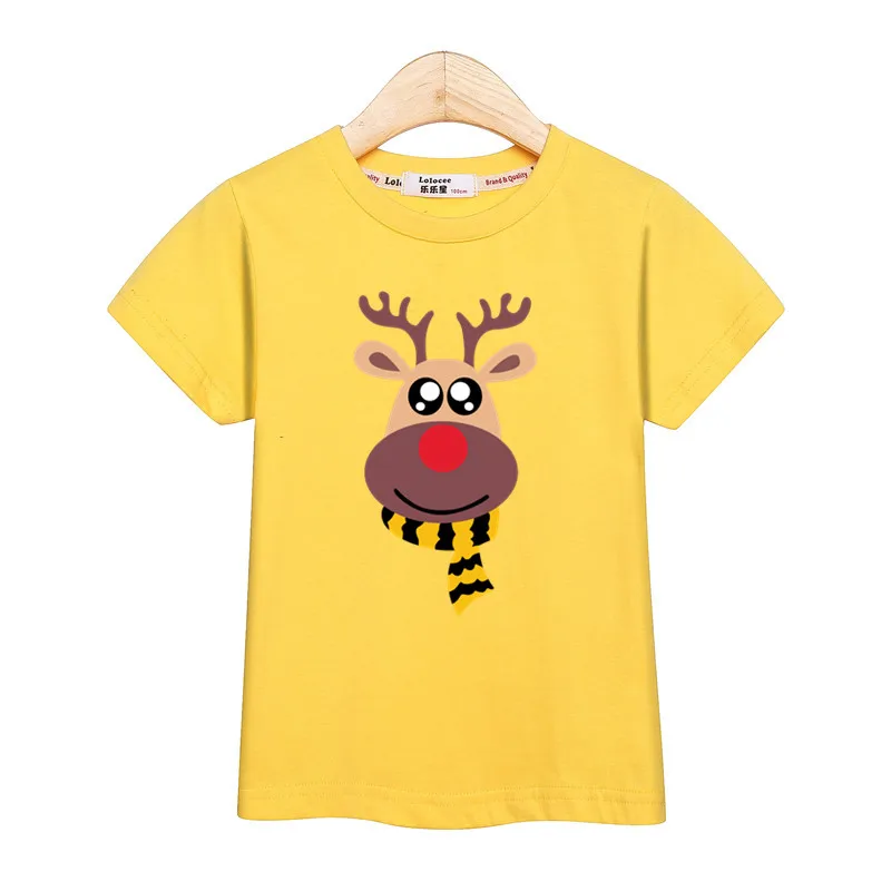 Baby boys Christmas deer cartoon clothes kids tshirt summer cotton girl dress short sleeve family party tees parent-child shirt