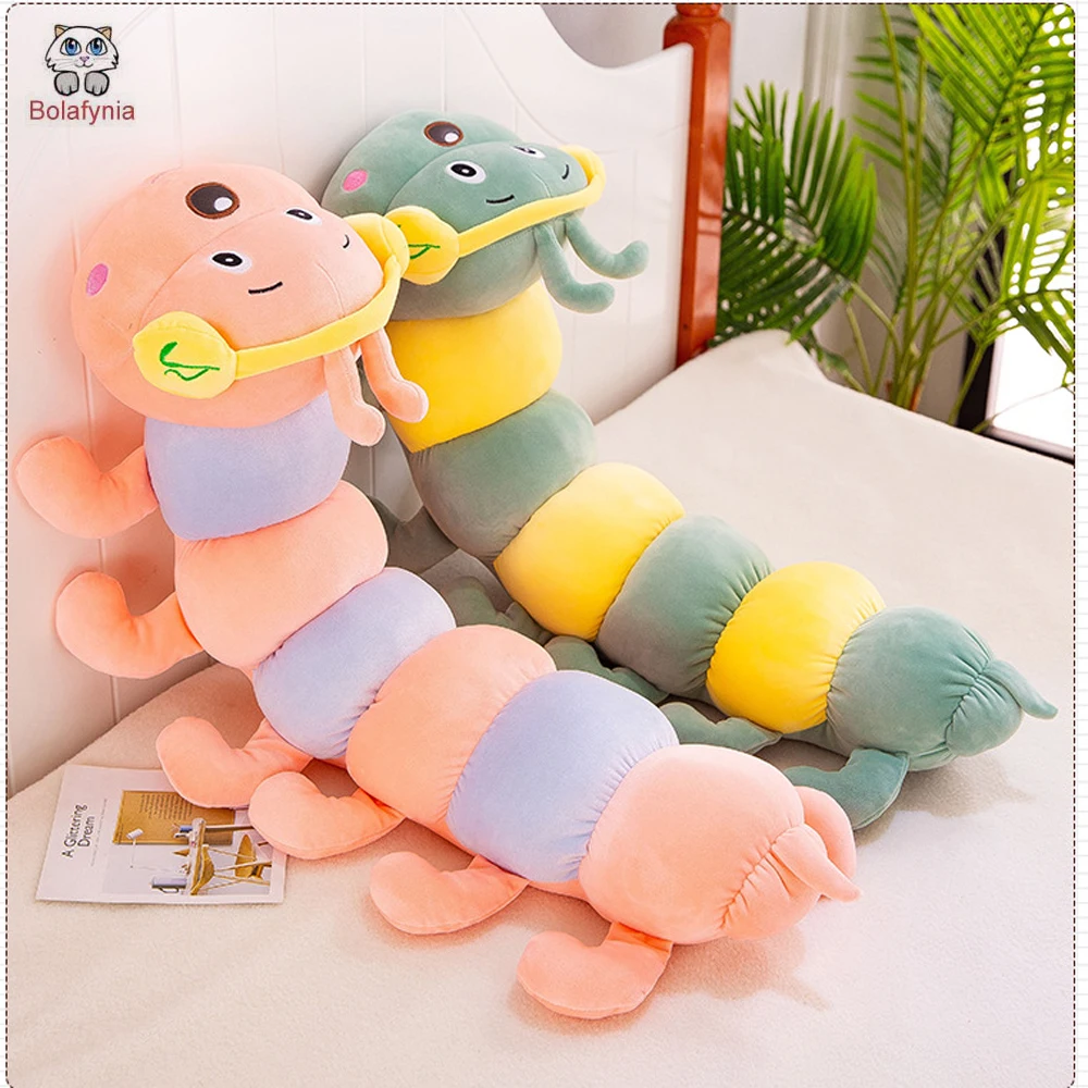 Pink Green Caterpillar Plush Stuffed Toys Cartoon Birthday Gift Children Kids Christmas miqieer spring boys breathable sports shoes winter children plush warm caterpillar sneakers soft non slip kids running shoes