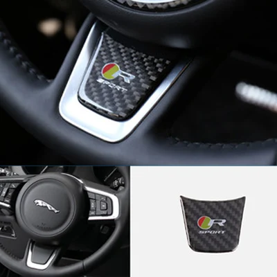 Наклейки на руль автомобиля Airspeed из углеродного волокна, украшение-эмблема, аксессуары для Jaguar XFL F-PACE XE XEL - Название цвета: Carbon Fiber Sticker