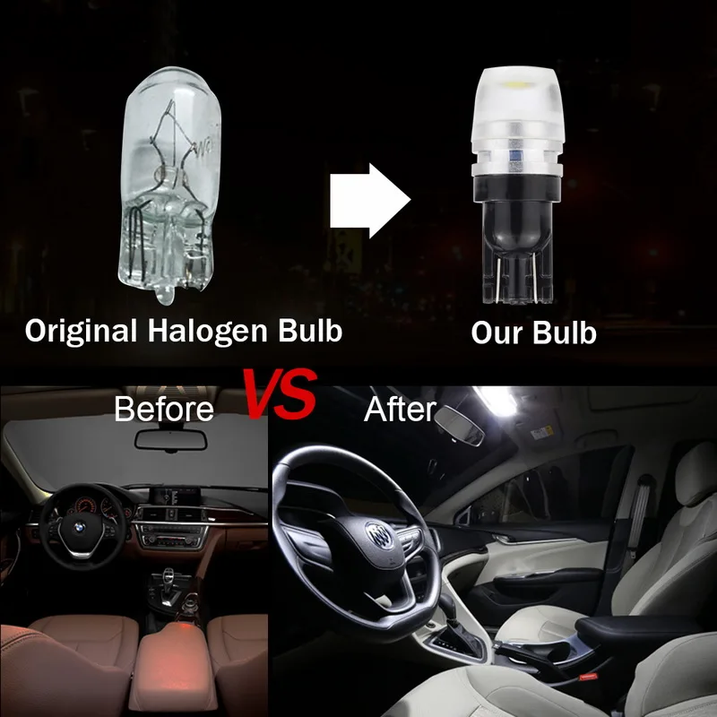 Safego 2 шт. T10 W5W светодиодный лампы 194 168 2825 1 W Светодиодный лампочки 12 V салона