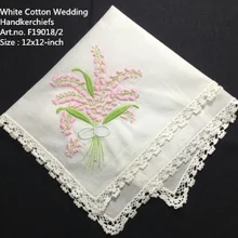 Набор из 12 новых свадебных носовых платков белые хлопчатобумажные носовые платки с белым кружевом Окантованный и цветной вышивкой носовой платок с цветочным узором для невесты подарки