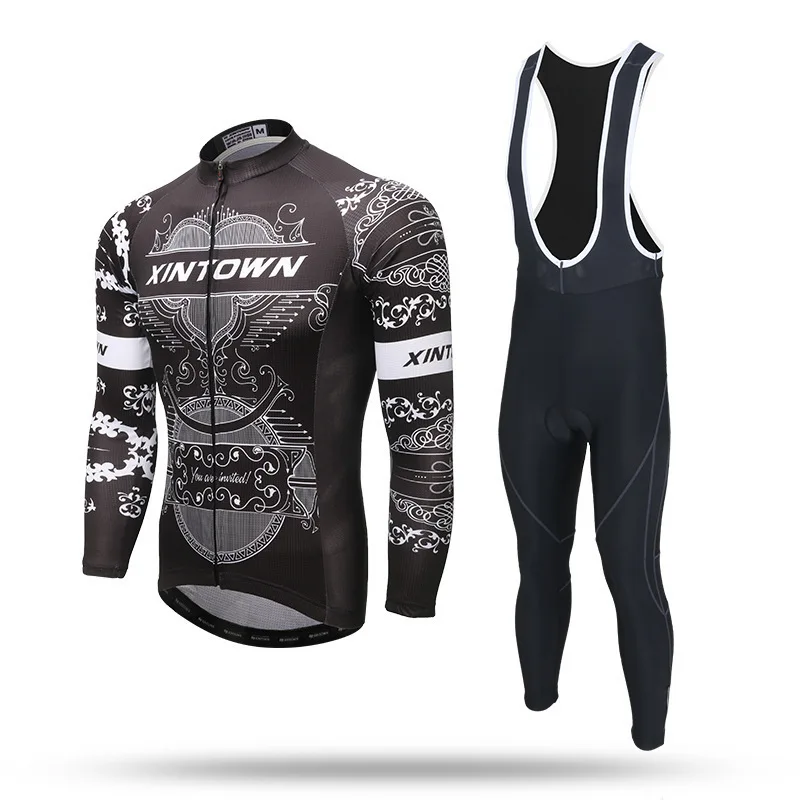 XINTOWN Men Bib Sets Pro Team Cycling Jersey Set Long Sleeve Bicycle