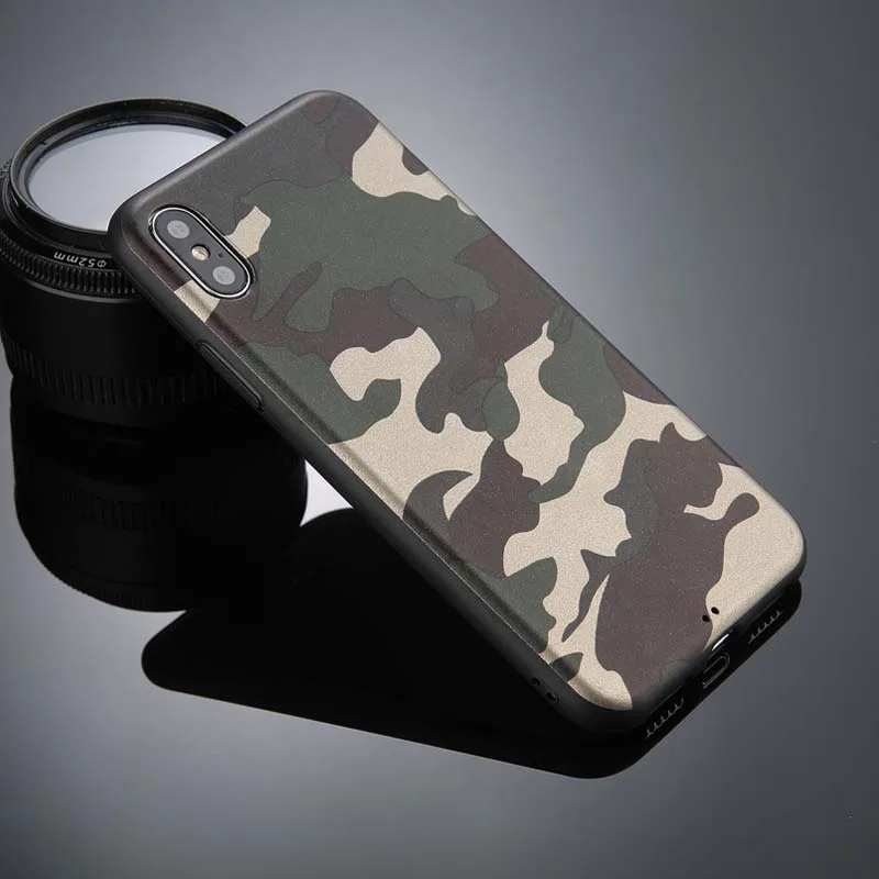 Camo Camouflage Case For iPhone 6 6S 7 7 Plus 8 8 Plus X 10 Army Green Back Cover Soft TPU Case For IphoneXS MAX XR Phone Cases
