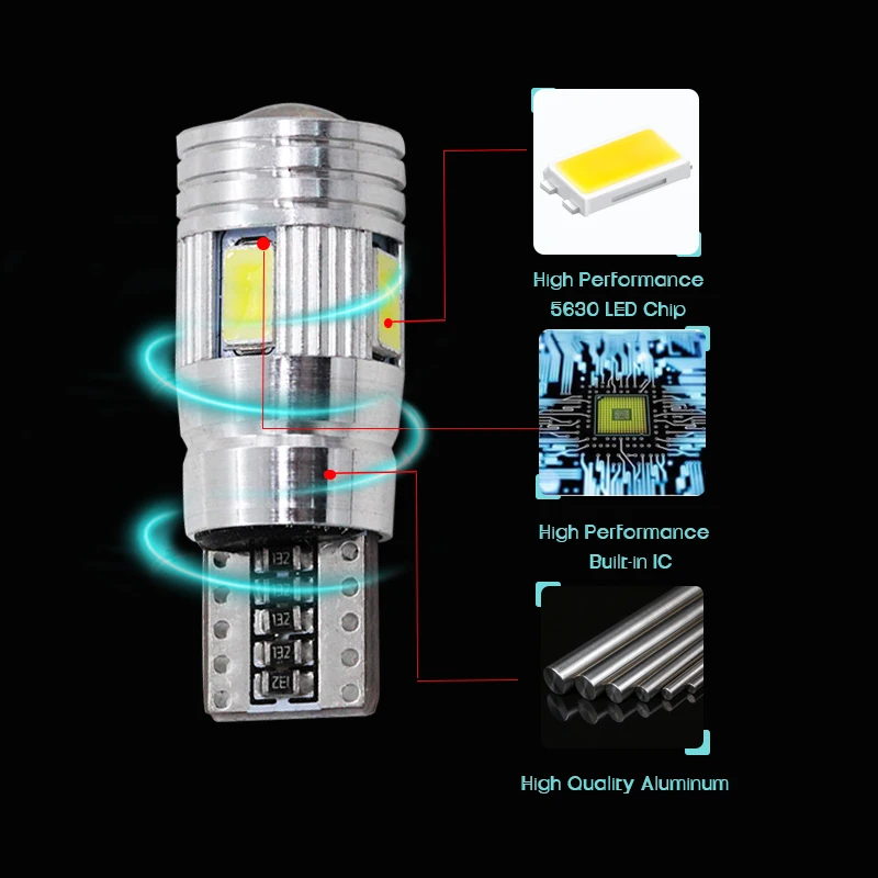 2 шт./пара SUNKIA T10 Canbus холодный белый Ошибок Лампы W5W светодиодный 6-SMD 5630 объектив проектора авто противотуманные фары лампа Алюминий для VW BMW Benz