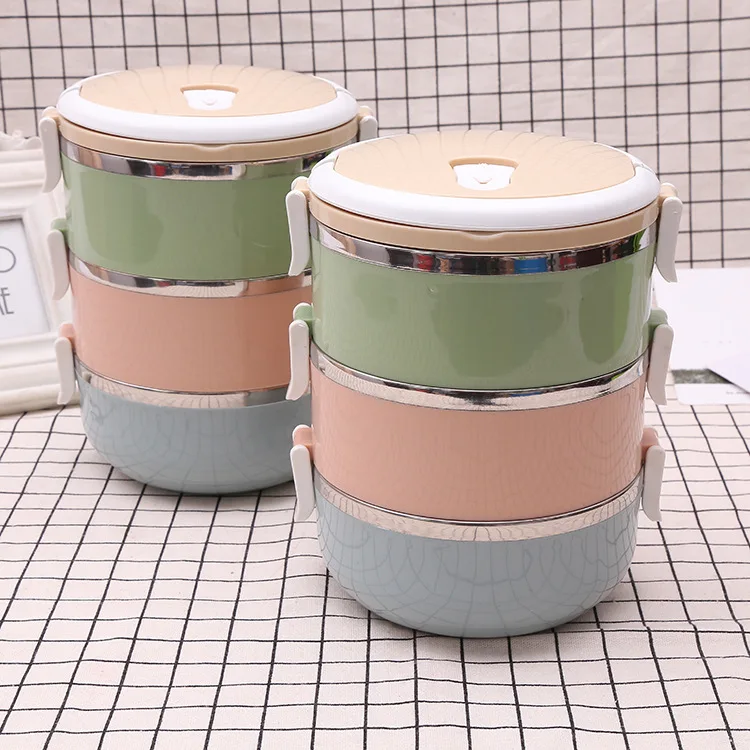  2/3/4 Layer Gradient Color Japanese Lunch Box For Food Bento Box Stainless Steel Container For Kids