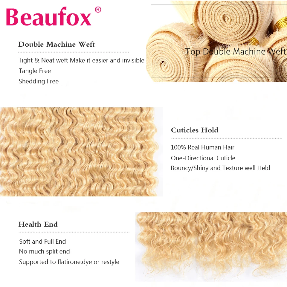 Beaufox 613 Blonde Bundles With Closure Indian Deep Wave 3 Bundles With Closure Remy 613 Human Hair Weave Extension Beaufox 613 Blonde Bundles With Closure Indian Deep Wave 3 Bundles With Closure Remy 613 Human Hair Weave Extension