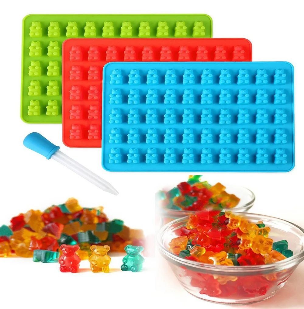 Candy Silicone Molds & Ice Cube Trays 3 Pack Bear Gumdrop Jelly Chocolate Soap dropper Kitchen
