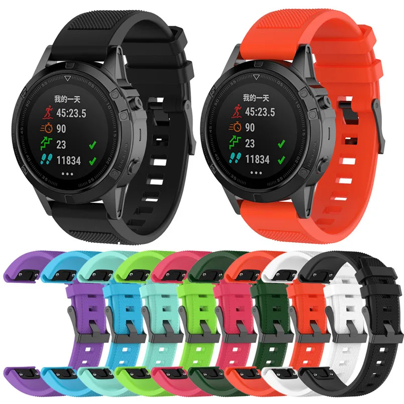 

Replacement Watch Strap for Garmin Fenix 5 Plus Band Easy Fit 22mm Width Soft Silicone Watch Strap With Screwdriver 3B22