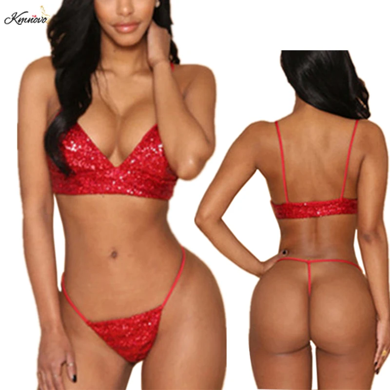 

Kmnovo Brand 2017 Thong Bikini Bathing Suit Sexy Sparkle Swimwear Swimsuit Women Monokini Maillot De Bain Femme Brazilian Bikini