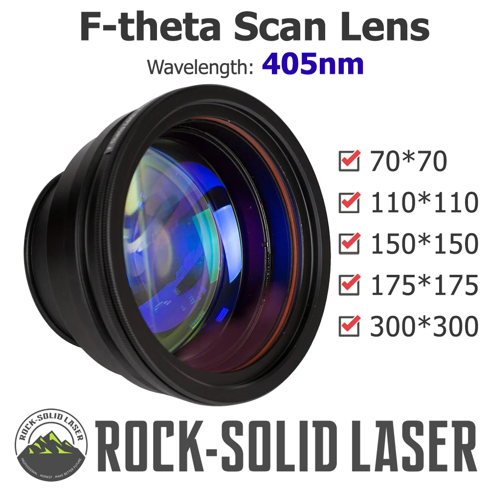 

405nm F-theta Scan Lens Field Lens Blue Violet Laser 70x70 - 300x300 F110-430mm Laser Marking Machine Parts