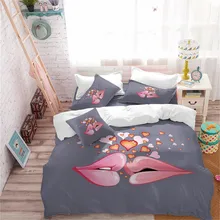 Valentine's Day Gift Bedding Set Double Lips Kiss Duvet Cover Set Heart Print Bedding Girls Romantic Bedclothes Pillowcase D25 Valentine's Day Gift Bedding Set Double Lips Kiss Duvet Cover Set Heart Print Bedding Girls Romantic Bedclothes Pillowcase D25