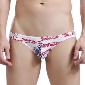 

Underwear Mens Briefs Bikini Stripe Flag U Convex Pouch Low Waist Panties Mens Shorts Male Calzoncillos Hombre Slips Uomo