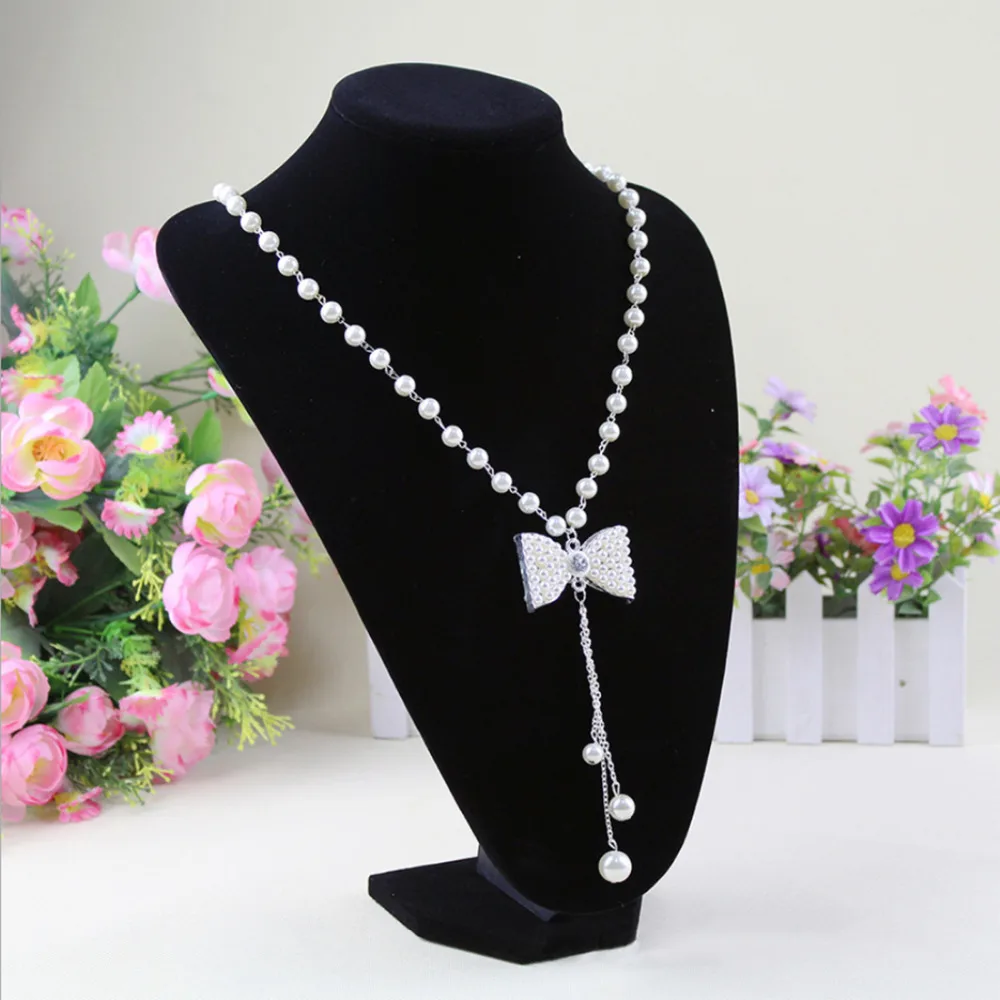 

New High Quality 15*10cm Velvet PVC Portrait Necklace Display Stand Holder Mannequin Bust Neck Jewelry Easel Showcase