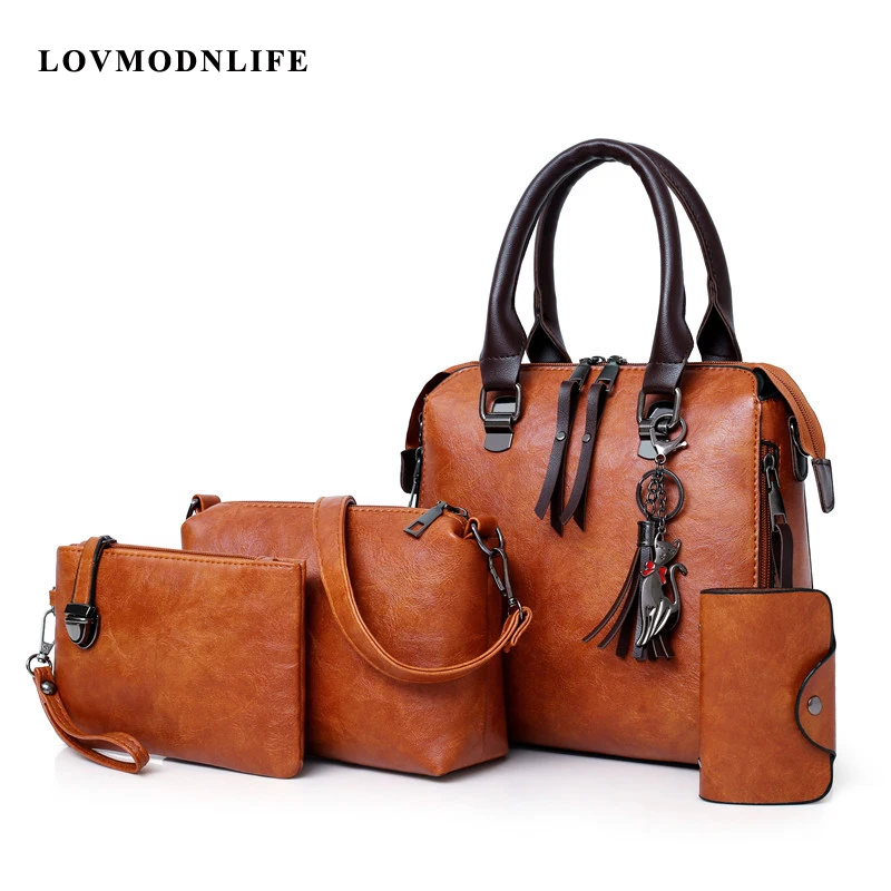 

Luxury Women Leather Handbags Set Fashionable Female Brown Shoulder Crossbody Messenger Bags Women's Evening Bags High Quality