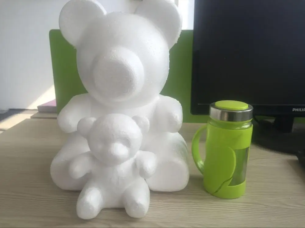 1pcs 35cm standing-heart foam bear model Polystyrene Styrofoam teddy rose bear White Craft Balls For DIY Christmas Party Gifts
