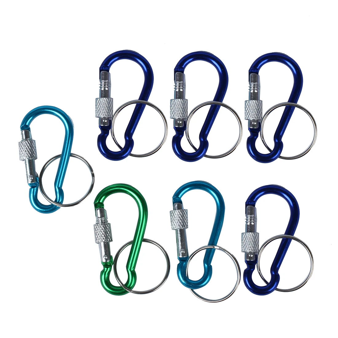 

7 Pcs 5# Screw Lock Mini Multicolor Aluminum Carabiner Hook w Keyring