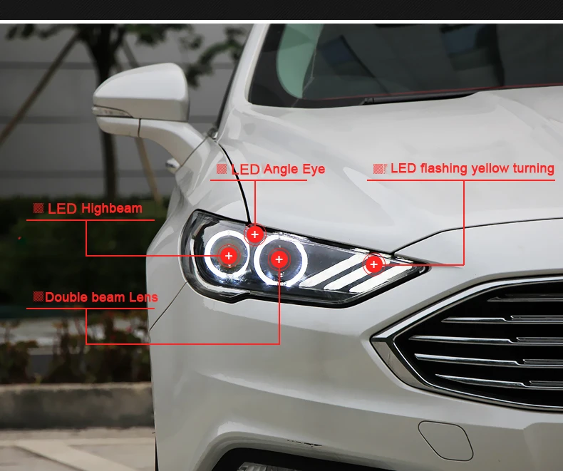 KOWELL автомобильный Стайлинг для Mondeo фары Fusion светодиодный фонарь DRL Биксеноновые линзы Высокий Низкий луч парковка