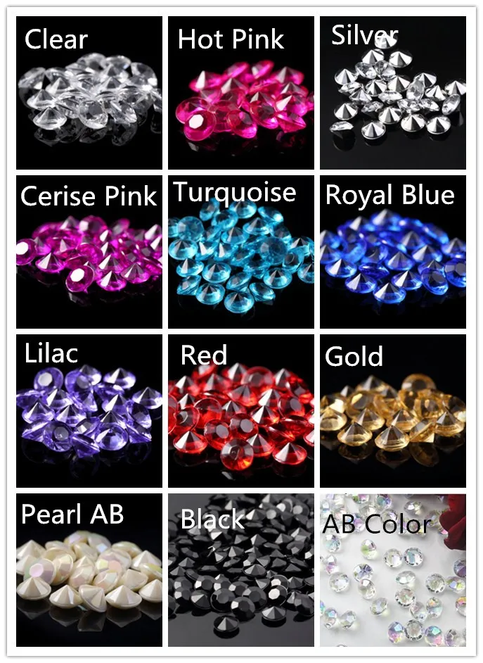 

500pcs/lot 10mm 4 Carat 15 Colors in Stock Wedding Decoration Table Scatter Crystals Acrylic Diamond Confetti Crystal Confetti