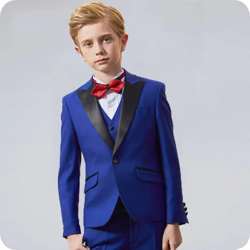 

Royal Blue Flower Boys Wedding Suit 3PCS Boys Party Custom Made Child Costume Homme Boy Spring Children Clothing Set Kids Suits