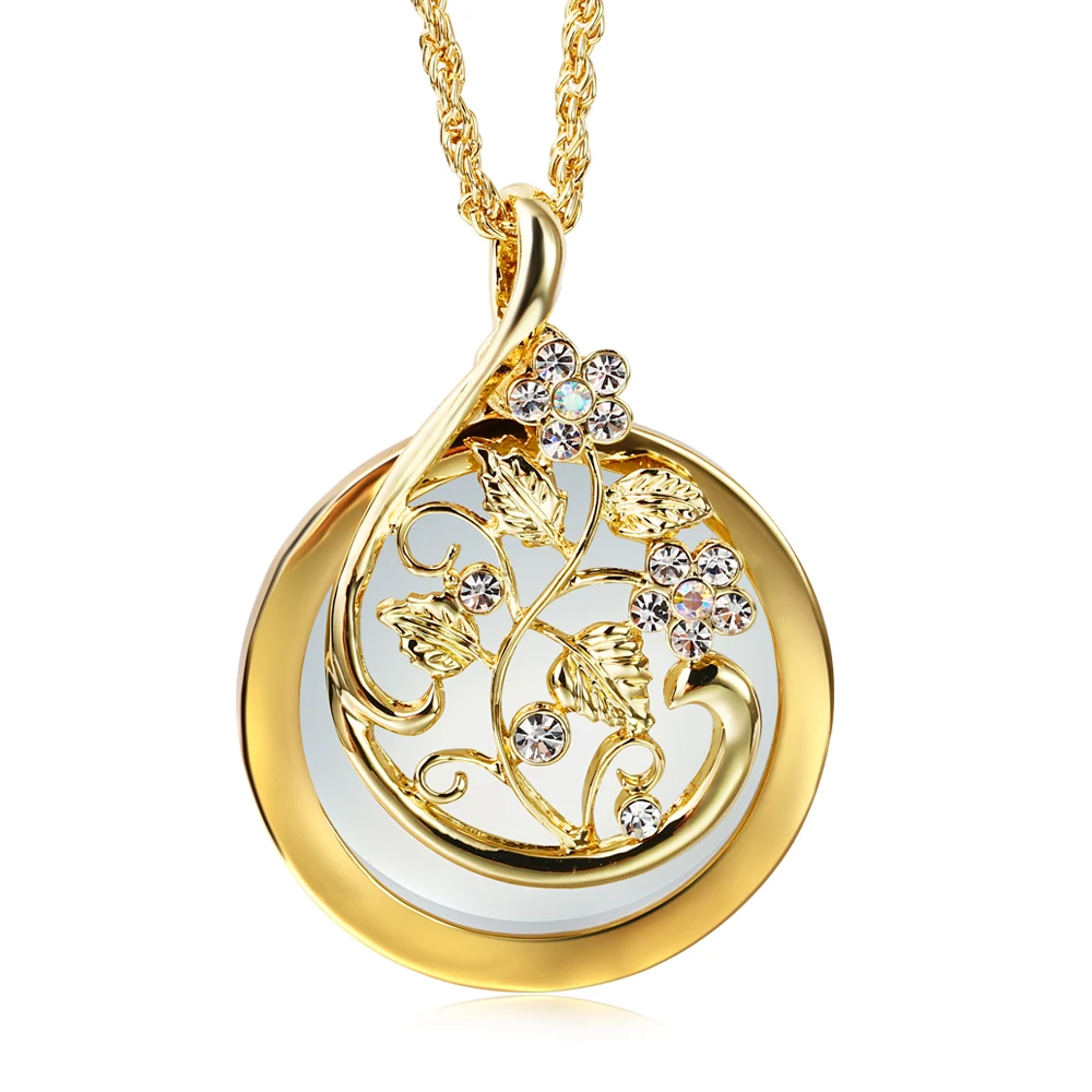 New arrival nice long Chain Crystals Necklace Reading Glass Pendant