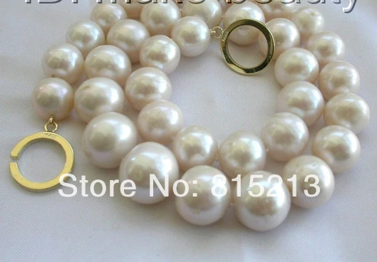 

ddh001260 stunning wow big 15mm round white freshwater cultured pearl necklace 14KGP 28% Discount