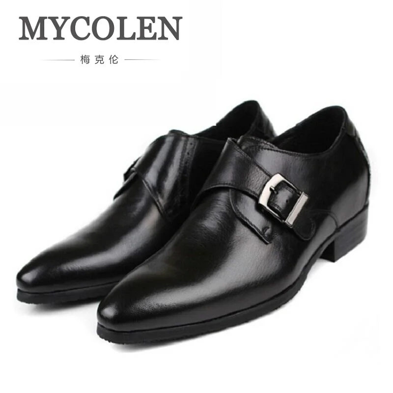 

MYCOLEN Breathable Flats Buckle Strap Wedding Party Genuine Leather Men Pointed Toe Dress Shoes Autumn Classic Men's Shoes