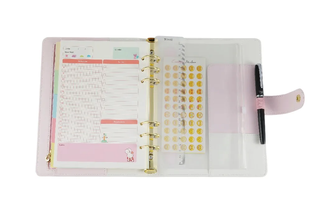 Revistas de Viagem Harphia Zíper Planejador Folha Solta Espiral Caderno 2020-2019 Macaron Agenda Organizador a5 13 Cheap Cadernos