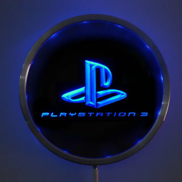 Best Offers rs-e0009 PlayStation 3 LED Neon Round Signs 25cm/ 10 Inch - Bar Sign with RGB Multi-Color Remote Wireless Control