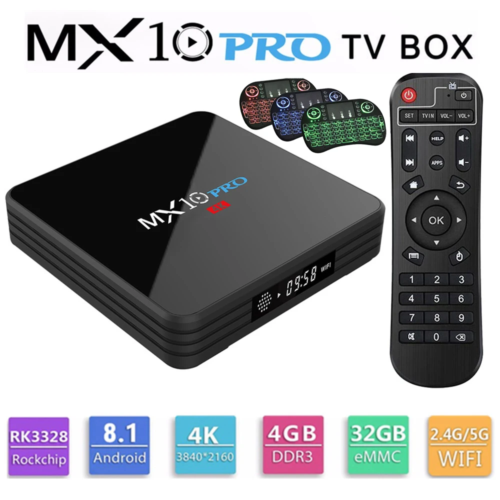 

MX10 PRO TV Box RK3328 Android 8.1 4GB RAM 32GB ROM With Digital Display Set Top Box 2.4G 5G WiFi Media Player BT4.1 Support