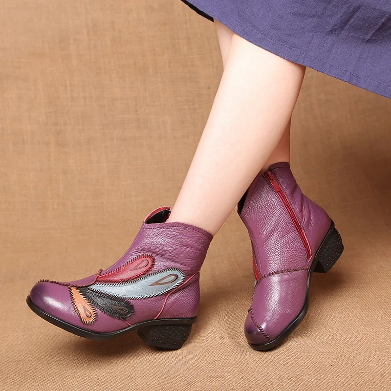 2018 Para Suaves 40 Otoño Grande Zapatos Más Mujer Botines Genuino Mujeres Invierno Cuero De Moda Tamaño AArnqd