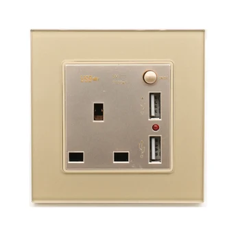 

Minitiger 13A UK Standard Wall Power Socket White Crystal Glass Panel Outlet 2100mA Dual USB Socket Charger Port for Mobile