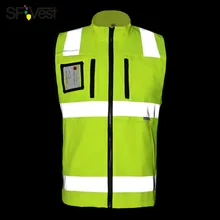 SFVEST высокая видимость светоотражающий жилет Эластичный Оксфорд 3 м SCOTCHLITE ленты Рабочий жилет с ID карманами мужские