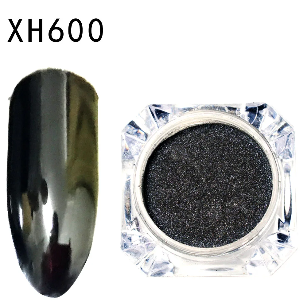 1 коробка 0,5 г Аврора ярко-черное волшебное зеркало блестит порошок хром Пигмент Блеск тонкая пыль дизайн ногтей Маникюр украшения XH600