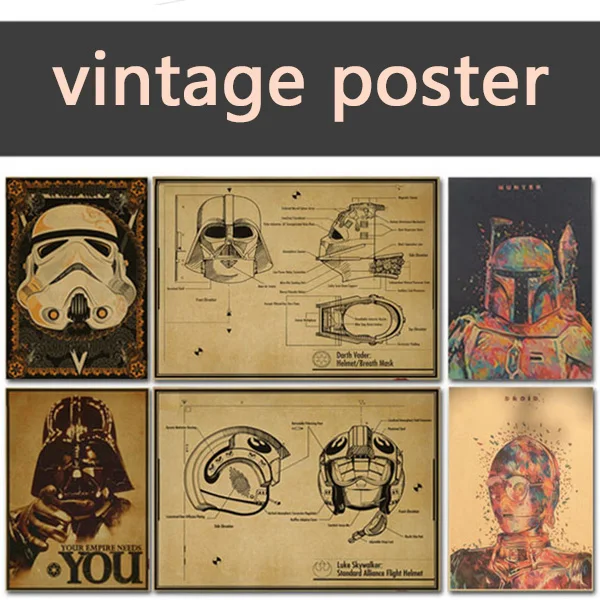 Vintage Poster Star Wars kraft paper white soldiers retro nostalgia decorative painting darth vader stormtrooper yoda  42X30CM