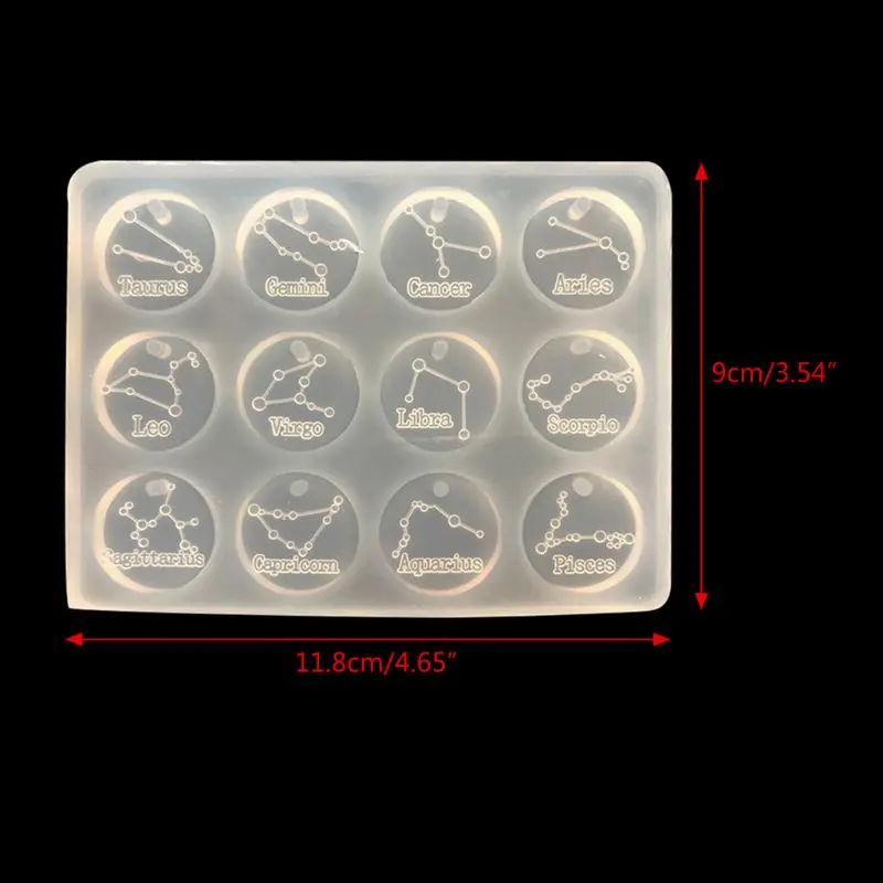 Free shipping 12 Constellations Discs Pendant Epoxy Resin Silicone Mold Jewelry Making Tools