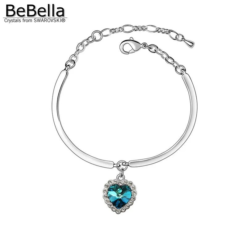BeBella синий браслет с австрийскими кристаллами от Swarovski для женщин подарок - Окраска металла: Crystal bermuda blue
