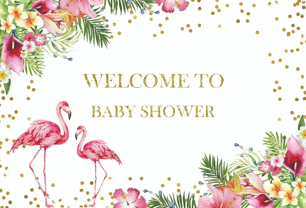 Mehofoto Newborn Baby Shower Background Flamingo Backdrop Spring Flowers Pink Theme Photography Background Props