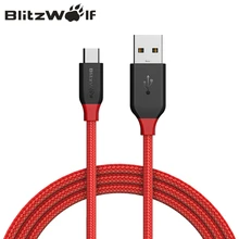 BlitzWolf 0,9 м 1,8 м Ampcore 2.4A Micro USB кабель для мобильного телефона Небьющийся кабель для быстрой зарядки для samsung/huawei/Xiaomi Redmi