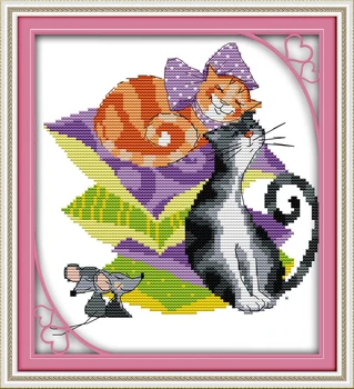 

Cats and Mice Home Decor Embroidery Needlework Crafts Chinese Cross Stitch Kits For Embroidery Sewing Kit DMC Embroidery Floss