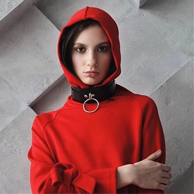 

Harajuku Pu Leather Sexy O-round Collar Bondage Goth Choker women belt necklace punk Trendy Rock Gothic Party Daily jewelry