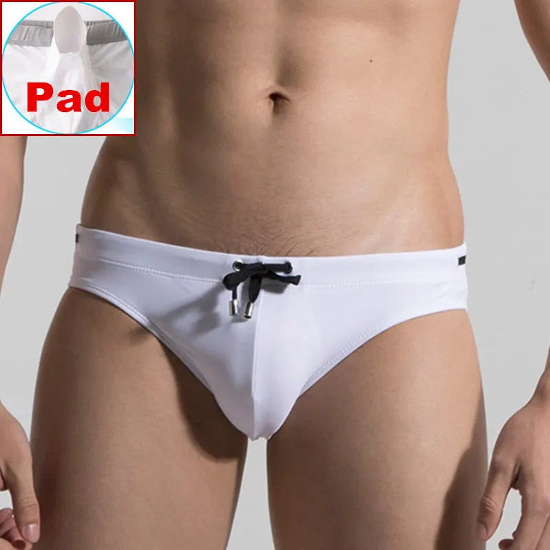 

Push Up Pad Men Swim Briefs Sexy Gay Mens Swimwear Buttock Desmiit Brand Print Swimming Trunks Bikini Swimsuit Man Beach Wear